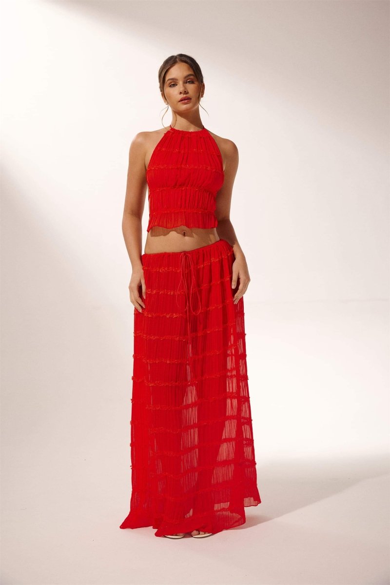 Sırtı Açık Pliseli Set „Rosalie“