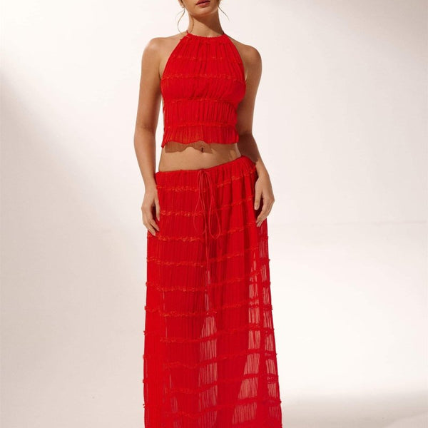 Sırtı Açık Pliseli Set „Rosalie“